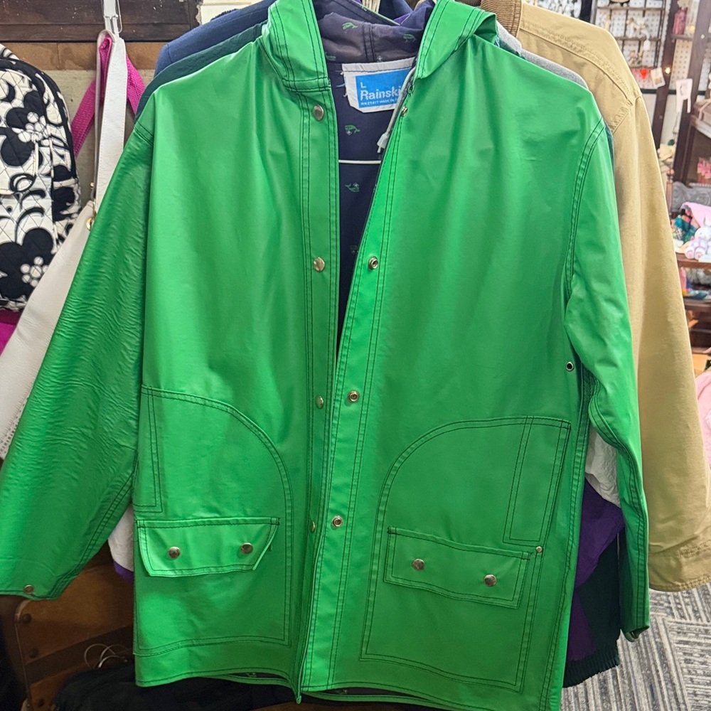 Vintage 1980’s Green Raincoat With Whales